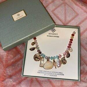 Multicolor Cubic Zirconia and Shell Necklace